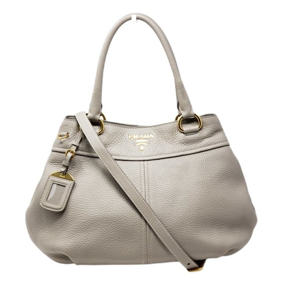 Prada Handbags - AUTH PRADA GRAY LEATHER 2WAY SHOULDER /HAND BAG